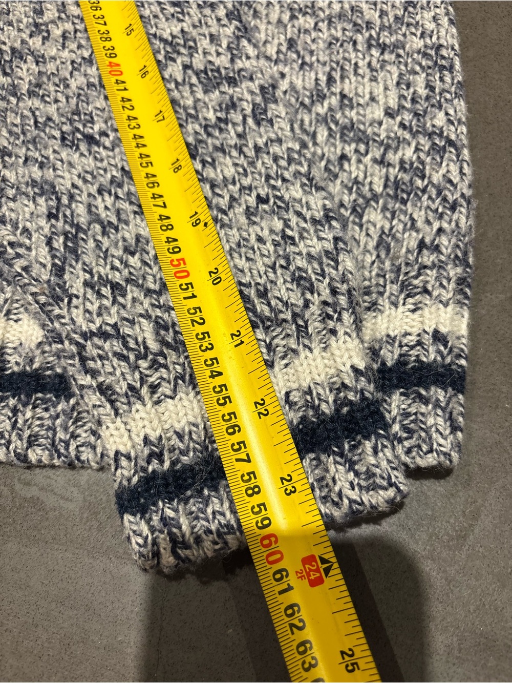 Vintage B.C. Clothing Wool Blend Marled Turtleneck Sweater Blue Cream Cabinecore - Picture 12 of 12